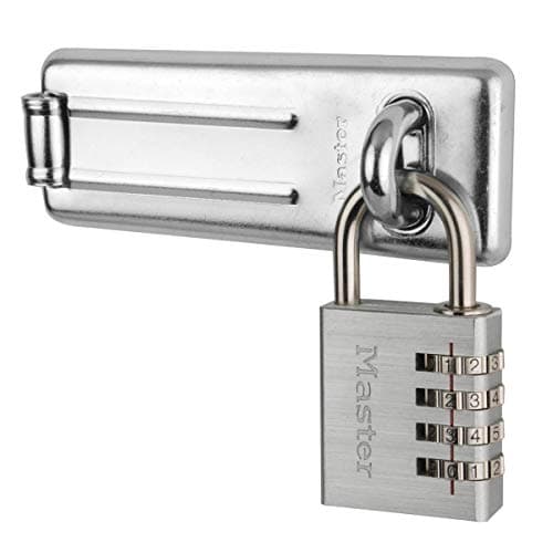Image of Master Lock 7640704EURD Pack Including Door Hasp and Combination Padlock