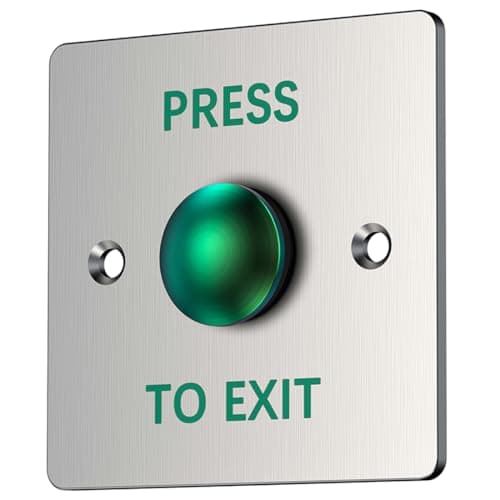 Image of Push to Exit Button for Door Access Control with NO/COM Output, Indoor Outdoor IP68 Weatherproof 304 Stainless Steel Doorbell Type Round Exit Button Switch (OP22D-G- 86 X 86 mm)
