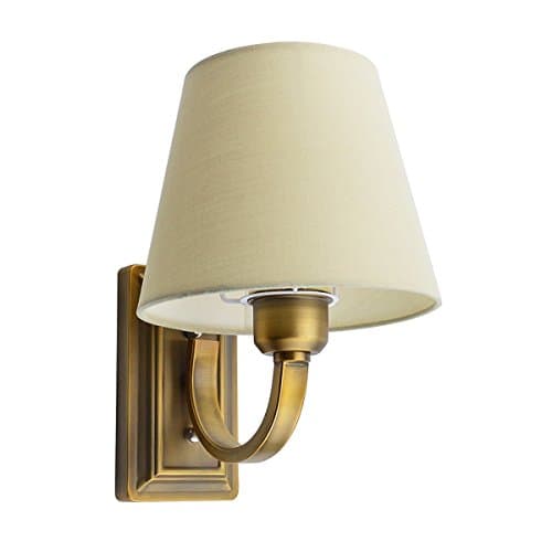Image of GLW Wall Lights Minimalist Bedside Light, Arm Wall Lamp, E14 Socket Wall Sonce Fixture, Cloth Shade Brass Plating, Wall Lights for Living Room Kitchen Corridor Stairs, 240V(NO Bulb)