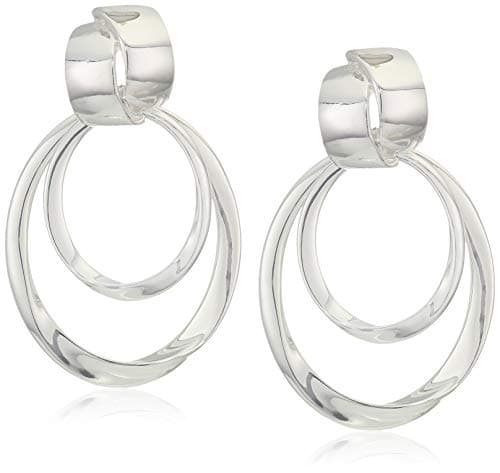 Image of Anne Klein Women's Doorknocker Drop Earrings, Silver