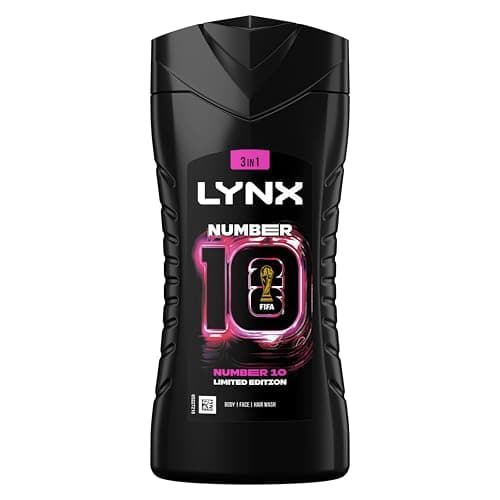 Image of Lynx Limited Edition FIFA Number 10 3-in-1 Body Wash shower gel with marine essence blended with a citrus and watermelon scent for an all day fresh & clean feel 6x 225 ml