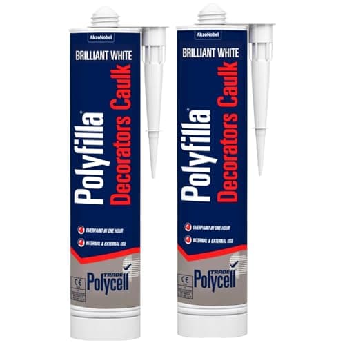 Image of Decorators Caulk 290ml – White (Pack of 2) | Flexible Acrylic Sealant for Interior & Exterior Use | Smooth Finish, Paintable in 1 Hour