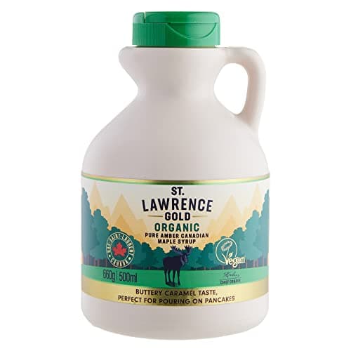 Image of St Lawrence Gold Organic Maple Syrup 500ml - Canadian Amber Maple Syrup 660g - Sugar Syrups Alternative for Cocktails and Coffees - Ideal for Pancakes, Waffles and as a BBQ Glaze - Gluten Free, Vegan