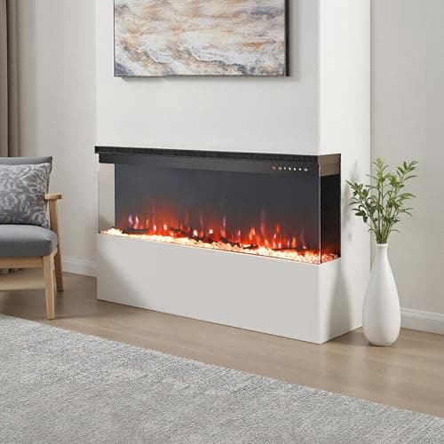 Image of Warmiehomy Electric Fire 70inch/177.8cm 3D Effect Media Wall Fire Recessed/Freestanding Electric Fireplace with 12 Colors LED Flame Effect, Touch Remote Control & Overheat Protection