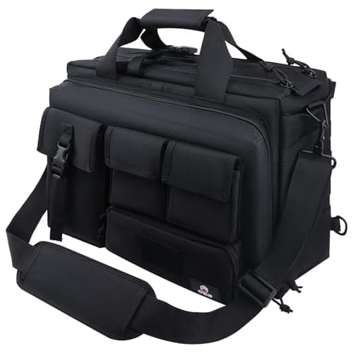 Image of GES 17.3 inch Laptop Bag, Multi-funtion Men's Outdoor Tactical Nylon Shoulder Laptop Messenger Bag,Briefcase Handbags for Camera/Tablet/Notebook (Black-17.3")