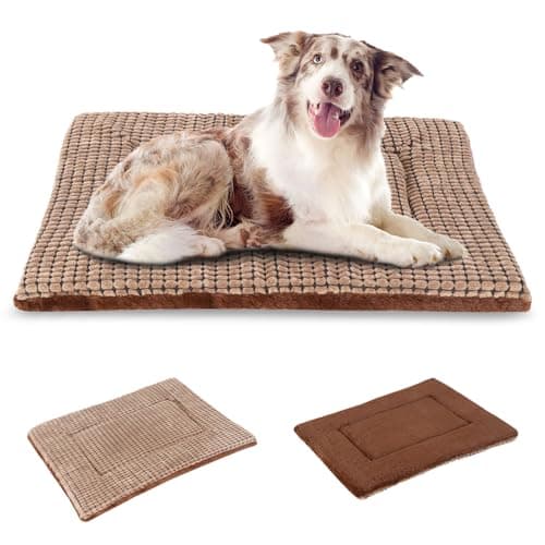 Image of BVAGSS Dog Bed Mat,Reversible Crate Pad, Memory Foam Beds, Soft Warm Pet Cushion for Small Medium Dogs, Washable Pet Sleeping Mattress Kennel Pad XH079 (91x58x4cm,Brown)