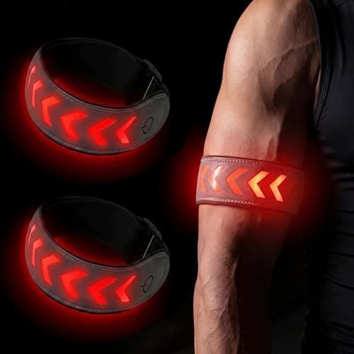 Image of Wood Homing LED Armband for Running - 2 Pack Reflective LED Glow Bracelet with Arrow Indicator Adjustable Strap for Men Women Kid Waterproof Wrist Ankle Gear Light for Cycling Walking Jogging Safety