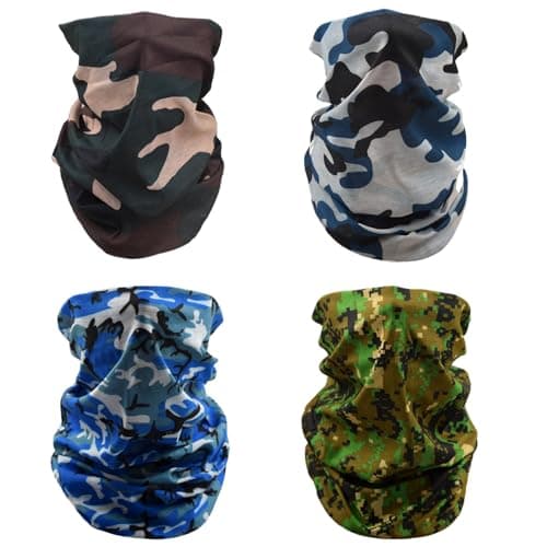 Image of TRKETK 4 Pcs Multifunctional Headwear, Face Mask for Men &Women Multifunctional Balaclavas Windproof Neck Gaiter Scarf Snoods for Men Face Covering Wide Headscarves for Yoga Running Cycling
