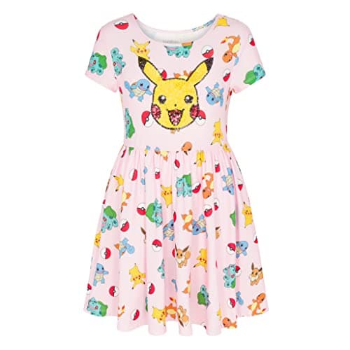 Image of Pokemon Kids Girls Pikachu Sequin Dress 4-16, pink, M
