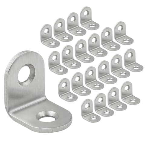 Image of OMIDEAS 20 x Angle Brackets (20 x 20 x 16) 90 Degree L Shaped Corner Brace Bracket for Wood Fixing Joining Repairing Furniture Shelves Stainless Steel Support Connector Silver with Screws