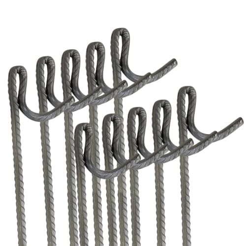 Image of TuffLine™ Fencing Pins 125cm – Pack of 10 – Standard, Black Coated, Galvanised, Ribbed, Ribbed Galvanised – Heavy Duty Temporary Fence Posts (Ribbed Steel)