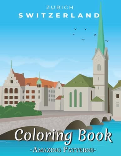 Image of Color Animals Coloring Book: Perfectly Portable Pages, High-Quality, Easy To Take Along Everywhere Gift For Stress Relief Coloring ( switzerland-zurich Coloring Books )