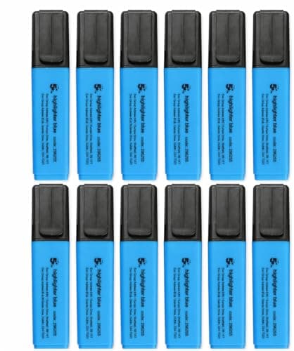 Image of 5 Star Office Highlighter Chisel Tip 1-5mm Line Blue [Pack 12]
