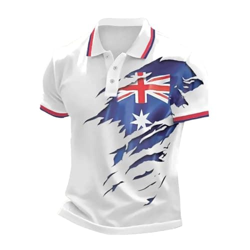Image of BmDSGC Union Jack Flag T Shirts for Men Bunting Flags Print Great Britain Casual Short Sleeve Polos Tennis Golf Classic Polo Golf T-Shirts King Charles Coronation 2025 Funny Shirt,M