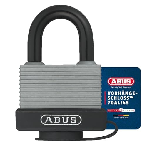 Image of ABUS padlock 70AL/45 made of solid aluminium - weatherproof - with protective cap and plastic coating - ABUS security level 5 - silver