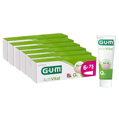 Image of GUM ActiVital Toothpaste | Healthy Gums and Teeth Everyday | Anti-Plaque and antioxidant Action | Peppermint Flavour | 6 x 75ml
