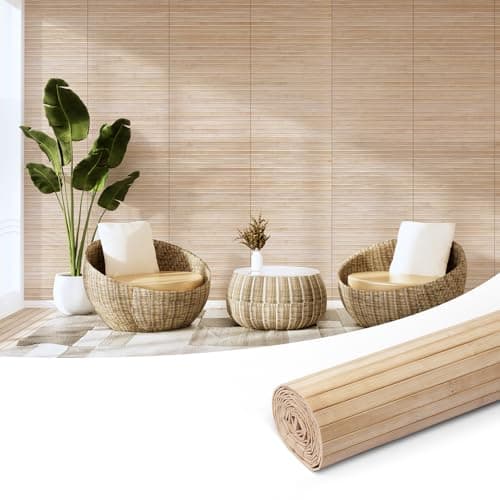 Image of Art3d Natural Bamboo Wall Panel for Interior Wall Decor, Renewable Pole Wrap Wainscoting Paneling for Wall Ceiling Furniture Cabinet Office, 12 x 96 Inch - Carbonized