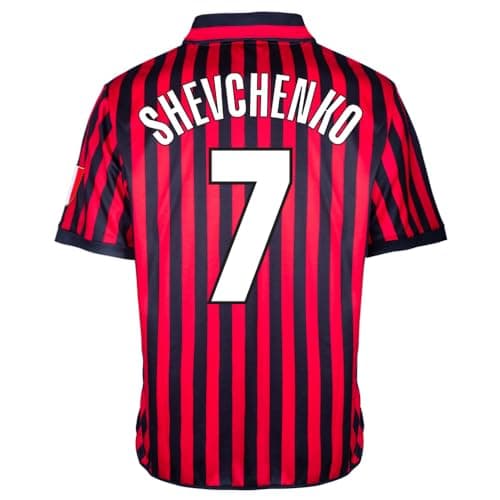 Image of Score Draw AC Milan 2000 Centenary Shevchenko No 7 Retro Shirt Black/Red Medium Polyester