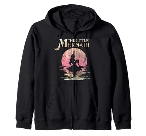 Image of Disney The Little Mermaid Ariel Rock Moon Silhouette Zip Hoodie