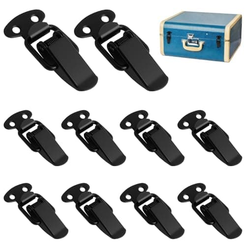 Image of 10 PCS Spring Loaded Toggle Latch Catch, Stainless Steel Locking Clamp Clips and Screws, Heavy Duty Hasp Buckles for Toolbox Drawer Cabinet, Cabinet Case Closet, Black Safety Fasteners