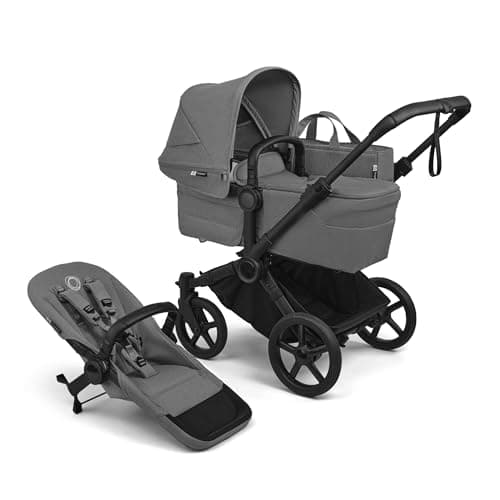 Image of Bugaboo Donkey 6 Single Pushchair, Convertible to Double and Twin Stroller, Pram for Newborn and Toddler, Double Storage Space & Side Basket, Easy to Maneuver One Hand Steering, Moon Grey