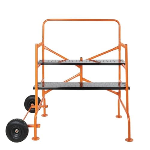 Image of Coopers of Stortford - Folding Work Platform with Two Adjustable Decks - Portable Mini Scaffold with Wheels, 150kg Capacity - 140 x 78 x 135cm