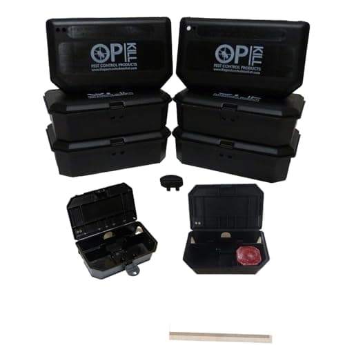 Image of Opkill Mouse Bait Stations 6-Pack, Durable Reusable Plastic Rodent Control Boxes for Indoor Use, Secure Mouse Bait Holder for Traps & Pest Control