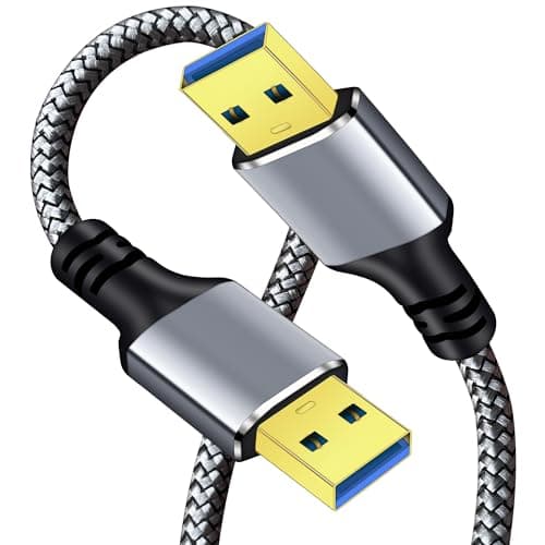Image of TanQY USB Cable 5M, USB 3.0 A to A Male to Male Cable Double End Type A Cord Compatible with Hard Drive Enclosures, KVM, DVD Player, TV, Laptop Cooler (Silver, 5M)