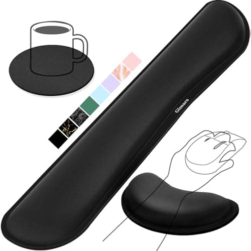 Image of Gimars Upgrade Enlarge Silky Gel Memory Foam Wrist Rest for Computer Keyboard, Mouse, 3 PCS Ergonomic Keyboard Wrist Rest for Typing Pain Relief, Mouse Pad Rests, Wrist Support for Office Gaming Black