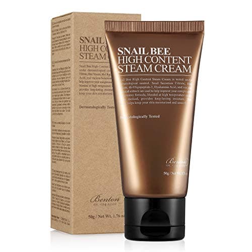 Image of BENTON Snail Bee High content Steam Cream 50g (1.76 oz.) - Contains Snail Secretion Filtrate, Bee Venom, Hyaluronic Acid, Intensive Moisturizing Cream & Anti-Wrinkle Effect