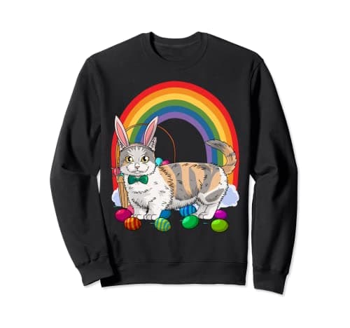 Image of Munchkin Cat Easter Eggs Bunny Sweatshirt