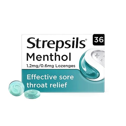 Image of Strepsils Menthol Lozenges, 36 Count - Fast Acting Sore Throat Relief, Soothes Up To 2 Hours, Dual Action With Eucalyptus Oil, Effective Discomfort Remedy