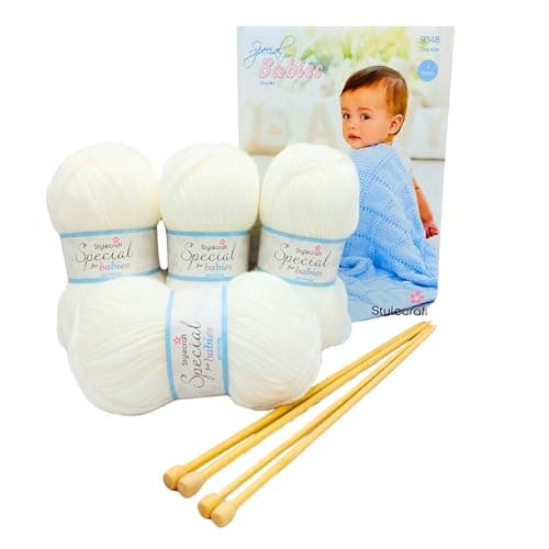 Image of WeeWoollyWonderfuls Knitting Blanket Kit - Stylecraft Baby Blanket Knitting Kit (White)
