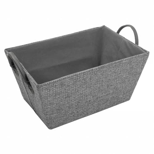 Image of JVL Chroma Rectangular Storage Basket with Handles, Home Storage Solution, Grey