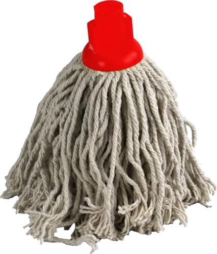 Image of Cotton Mop Head Replacement with Coloured Plastic Socket (Red, PY14 Regular)