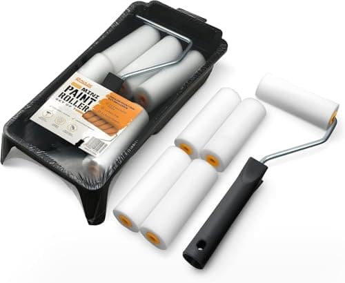 Image of RAULDE 7 Pieces Mini Paint Roller Set - Includes a Paint Tray, Mini Rollers & Sleeves - Small Paint Roller Set for Painting Walls and Edges