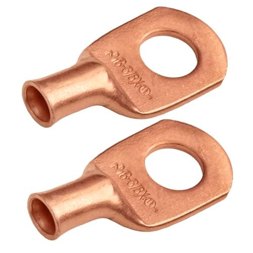 Image of SELTERM 2pcs 6 AWG 3/8" Stud (Wide Pad) Copper Wire Lugs, Battery Lugs,Ring Terminals,Battery Cable Ends, 6 Gauge Ring Terminal Connectors,UL Heavy Duty Bare Copper Eyelets Battery Terminal Connectors