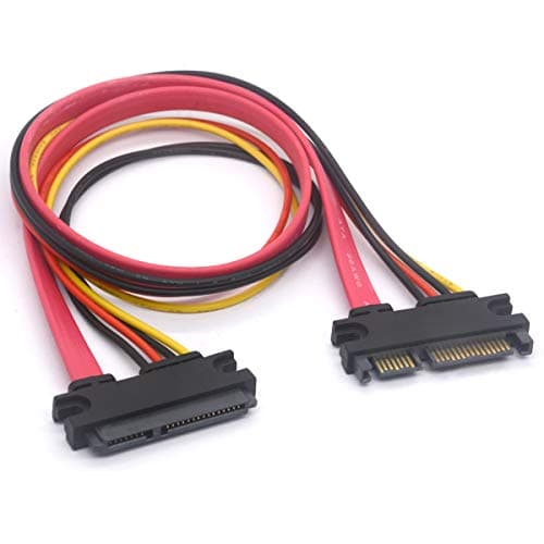 Image of 22 pin SATA Extension Cable 7+15 Sata Male to Female Data and Power Extender (30cm)