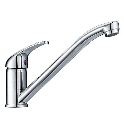 Image of Hapilife Kitchen Sink Mixer Tap Single Lever with Long Swivel Spout Monobloc Faucet Solid Brass Body Chrome Mini Kitchen Mixer Taps 1 Hole in Small Size for Caravan Compact Narrow Space
