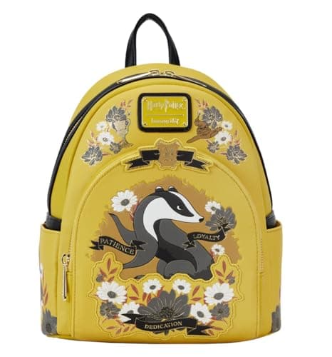 Image of Loungefly Harry Potter Hufflepuff House Floral Tattoo Mini Backpack