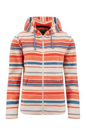 Image of Weird Fish Imogen Full Zip Printed Microfleece Hoodie Dark Coral Size 10. (Jumper/Sweater/Fleece)