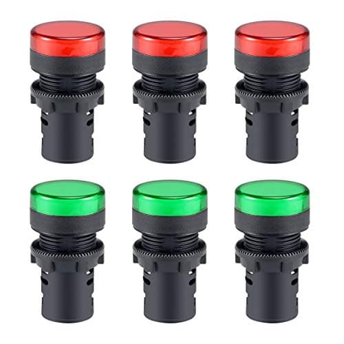 Image of sourcing map 6Pcs Red Green Indicator Light AC/DC 24V, 22mm Panel Mount, for Electrical Control Panel, HVAC, DIY Projects