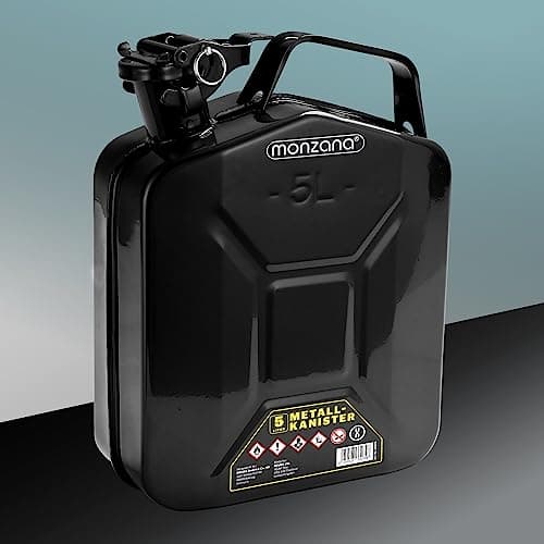 Image of MONZANA® 5 Litre Metal Fuel Canister | 0.9mm Thick Steel Jerry Can | Leak-Proof Safety Lock | UN-Approved Transport Container | Petrol Diesel Oil Water | Corrosion Resistant Storage | Black