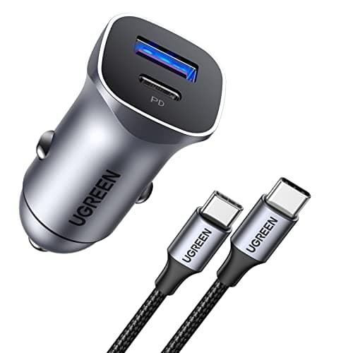 Image of UGREEN 30W USB C Car Charger with 60W USB C Cable PD&QC3.0 Fast Charge Adapter Compatible with iPhone 17/16 /15/14, Galaxy S25/S24/S23, Mi 11 Note 10, Pixel 9/8, iPad, Sat Nav