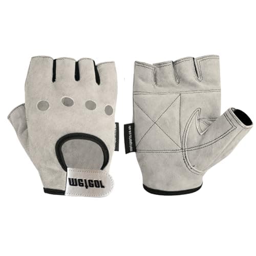 Image of Met-X Weightlifting Gloves Extra Large, Fingerless Leather Gloves, Breathable Extra Grip Bodybuilding, Workout, Exercise, Cycling, Training Accessories, Fitness Gym Equipment (White, 2XL)