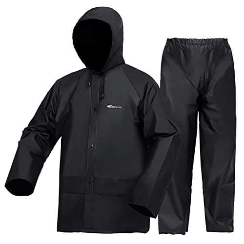 Image of Rain Suit for Men Women, Ultra-Lite Waterproof Rain Coat (Jacket + Trousers) Sets Windproof Hooded Rain Gear Work wear(Black Small)