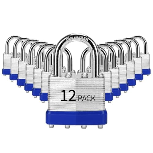 Image of HZSY Padlocks Keyed Alike, Pack of 12, Laminated Steel Keyed Lock (1-9/16", 40mm), Padlocks with Same Key, Normal Shackle, for Toolbox, Locker & StorageUnit or More