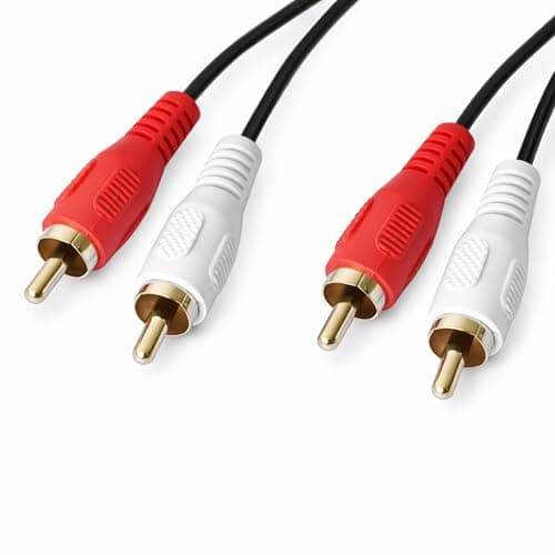 Image of BOULTON RCA Cables 1.5m length – RCA Audio Cable Phono Plugs – 2RCA to 2RCA Cables Male-to-Male Lead – Audio Wire for Stereo Speaker Wire Adapter – Coaxial Lead for Amp Subwoofer Home Cinema