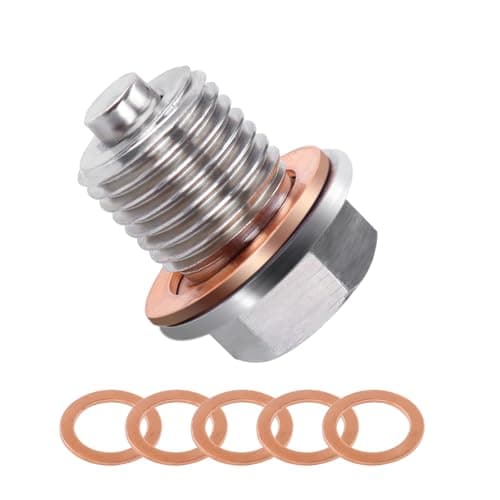 Image of wadafen Magnetic Oil Drain Plug, M12 x 1.5 Oil Drain Plug Magnetic, Stainless Steel Sump Drain Nut Bolt, Leakproof Sump Plug Replacement with 5 Washers, for Car