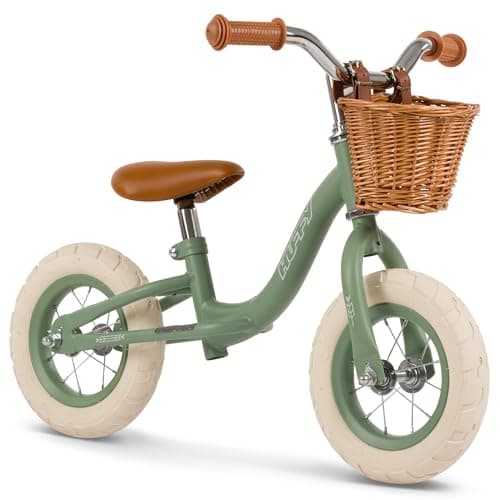 Image of Huffy Kids Balance Bike, 10" Wheels, Adjustable Seat and Handlebars, Basket for Ages 2+ Blue or Green (Green)
